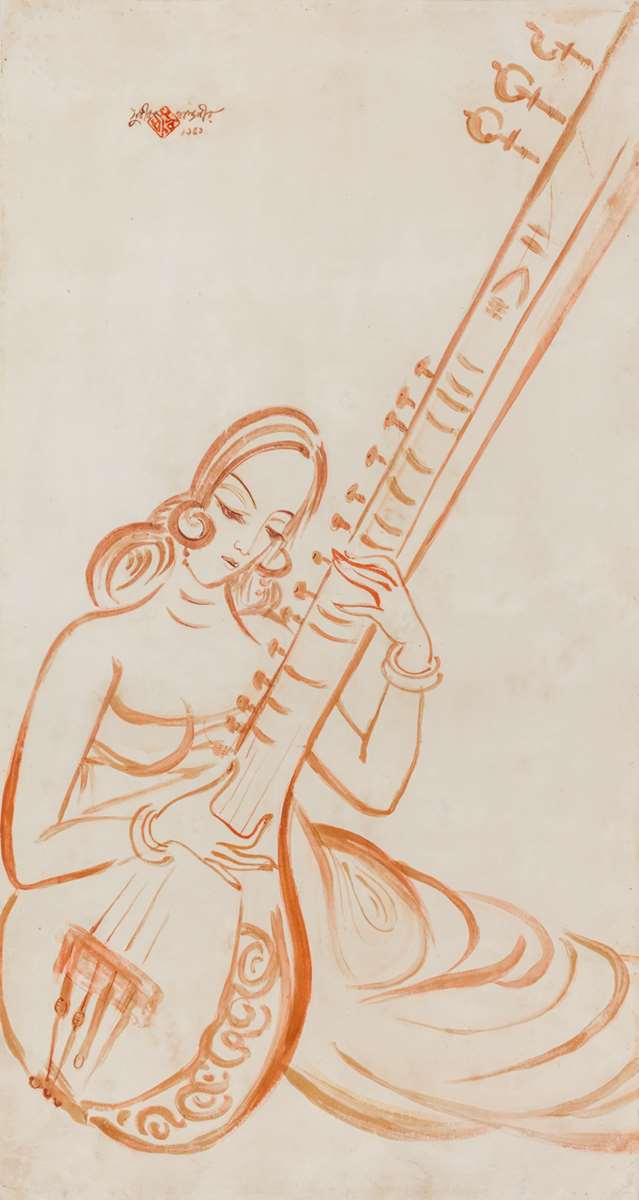 A Lady Playing the Sitar